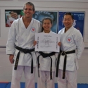 Senseis with Georgie Lawrence after Black Belt grading