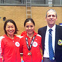 Gold for Maki at the Aus Open 2014 - in the picture with coaches Robyn Choi and Sean Lawrence.