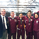 Australian Karate Championships - Pictured from L to R Sean Lawrence (Referee), James O'Connor (Coach), Maki Kamada, Riana Loffel, Robyn Choi (Coach).